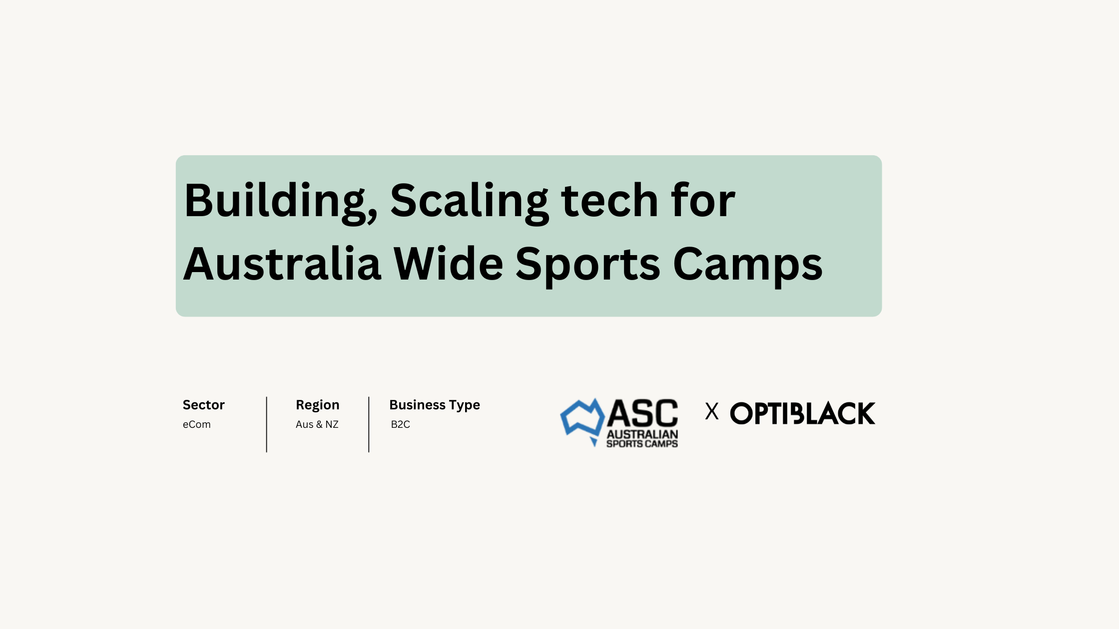 Australian Sports Camp Tech Partner Optiblack