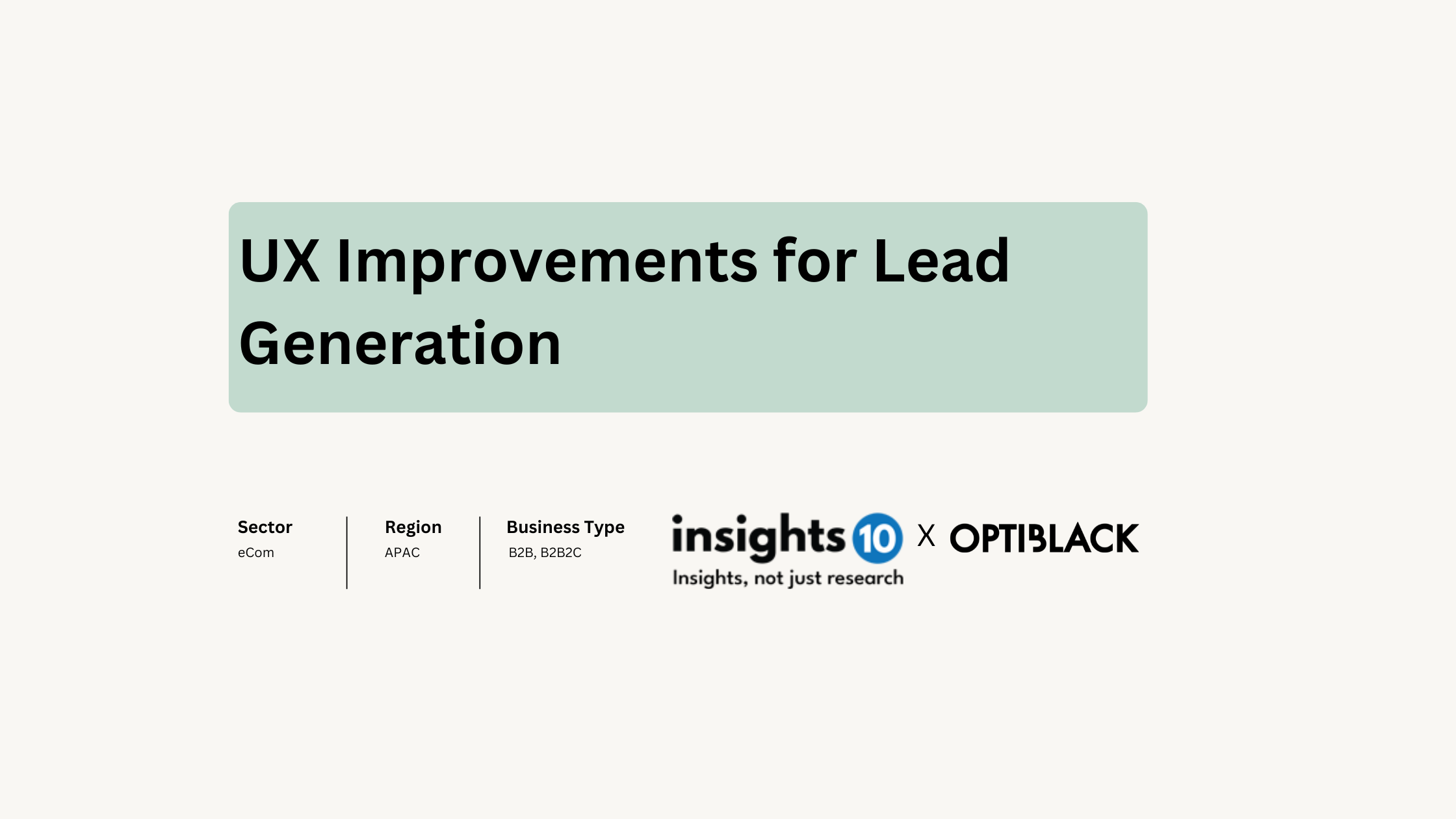 UX improvement Optiblack for Insights10