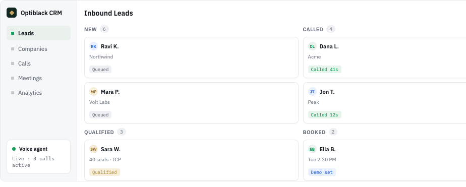 Lead pipeline & call log
